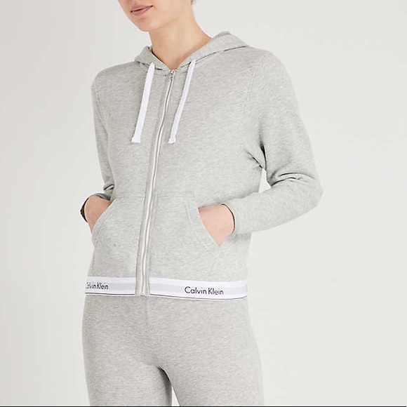 CALVIN KLEIN Modern Cotton zip-up cotton-jersey hoody top - Picture 10 of 10